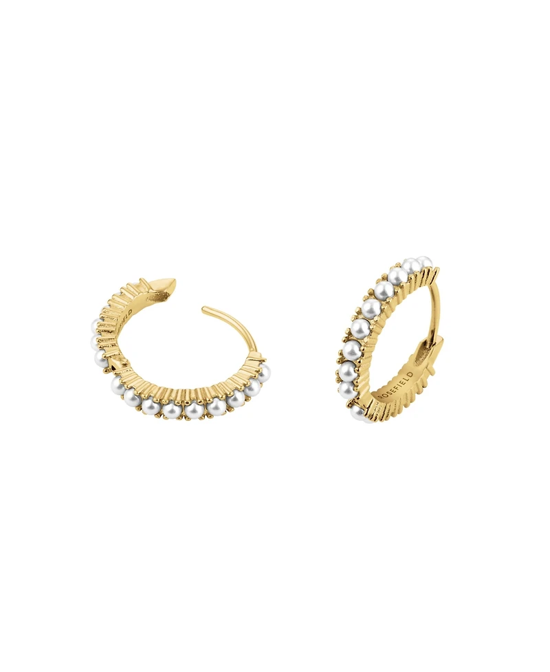 Rosefield Pearl Huggies In 14K Yellow Gold Plated Stainless Steel