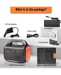 Mondawe 1000W Portable Power Station with 200W Solar Panel