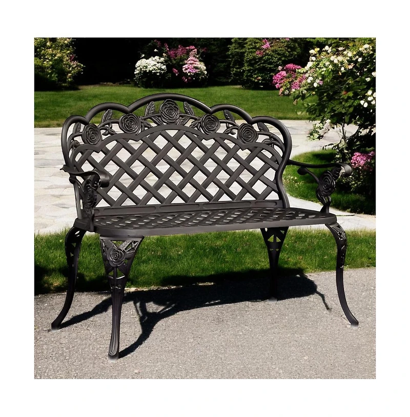 Slickblue Cast Aluminum Outdoor Garden Bench