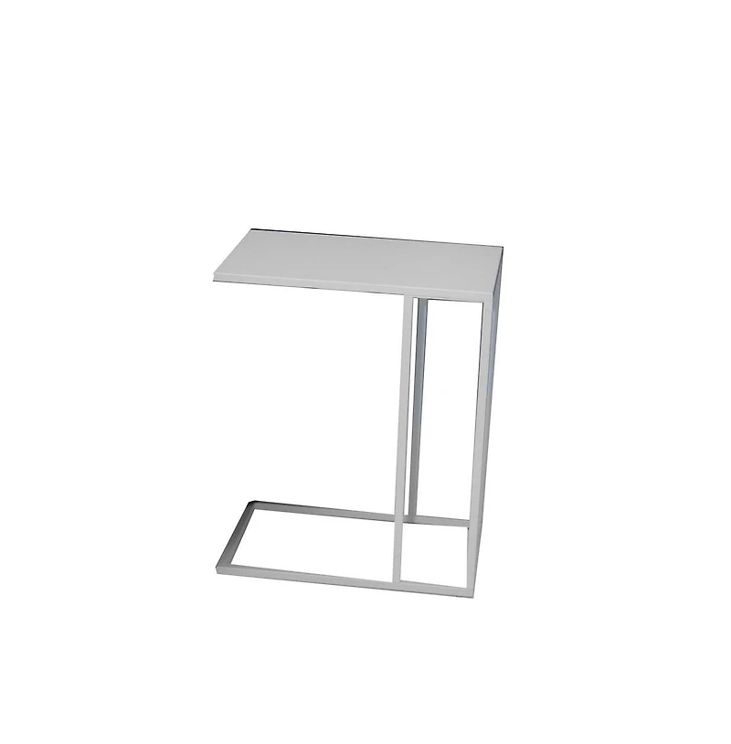 Side End Table with Rectangular Tray Top and Modern White Metal Frame for Stylish Home Decor