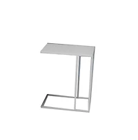 Side End Table with Rectangular Tray Top and Modern White Metal Frame for Stylish Home Decor