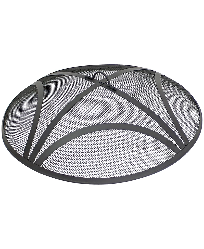 Outdoor Heavy-Duty Reinforced Steel Round Fire Pit Spark Screen with Ring Handle