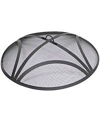 Outdoor Heavy-Duty Reinforced Steel Round Fire Pit Spark Screen with Ring Handle