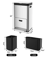 gaomon 56L / 14.8 Gal Stainless Steel Kitchen Trash Can