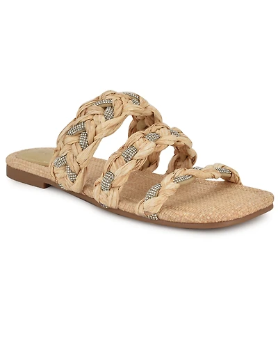 Nine West Women's Qazz Woven Embellished Flat Sandals