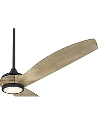 Casa Vieja 60" La Jolla Surf Farmhouse Rustic Indoor Ceiling Fan 3 Blade Led Light Remote Control Matte Black Finish Bedroom
