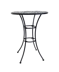 Elegant Round Wrought Iron Bar Table -30" Diameter x 39.5" H - Black