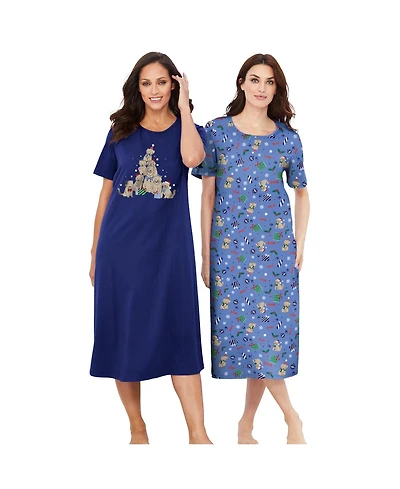 Dreams & Co. Women's 2-Pack Long Sleepshirts