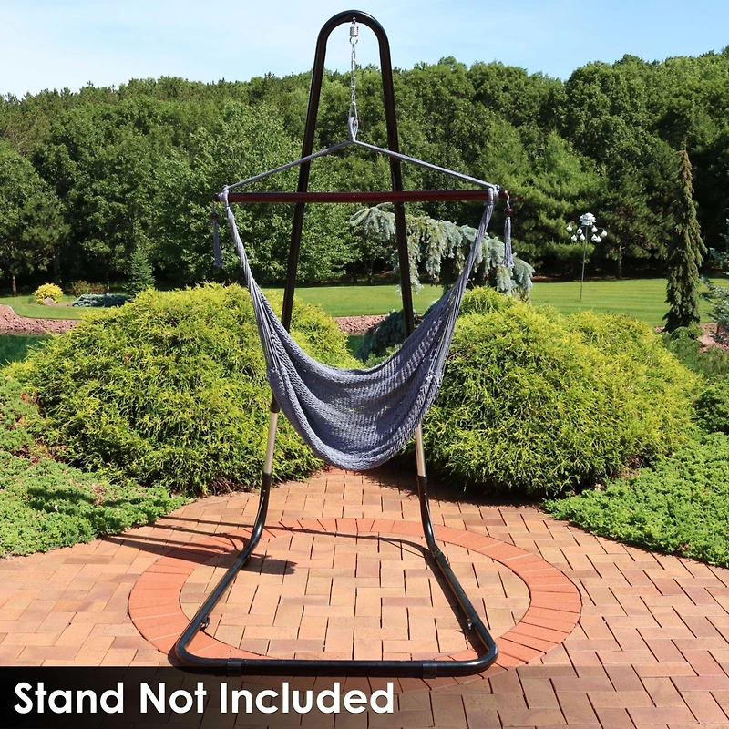 Modern Boho-Style Soft-Spun Polyester Rope Hanging Caribbean Xl Hammock Chair for Yard, Balcony, and Garden