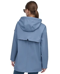 Dkny Women's Hooded Zip-Front Water-Resistant Raincoat