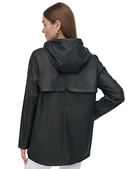 Dkny Petite Hooded Zip-Front Water-Resistant Raincoat