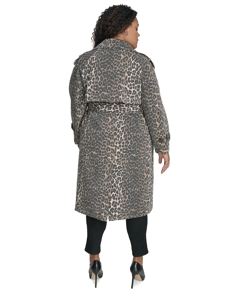 Dkny Plus Size Belted Double-Breasted Trench Coat