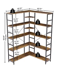 gaomon 5-Tiers Corner Bookshelf with Metal Frame