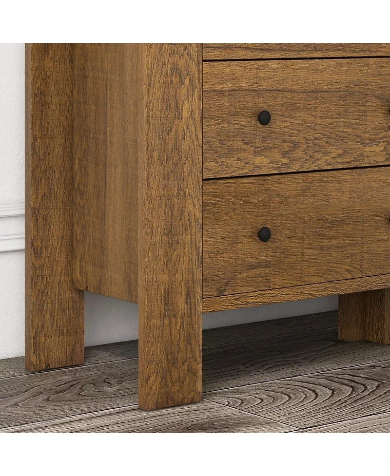 6 Drawer Dresser for Bedroom, Wood Chest of Drawers with Metal Legs, Modern Storage Dresser Chest Cabinet Organizer