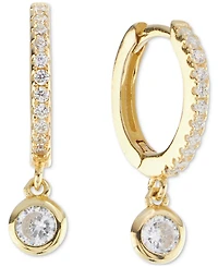 Cubic Zirconia Charm Huggie Hoop Earrings (3/8 ct. t.w.) in 14k Gold over Sterling Silver