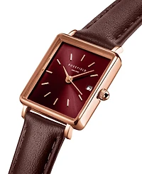 Rosefield Boxy Xs Women's Brown Leather Watch 24mm