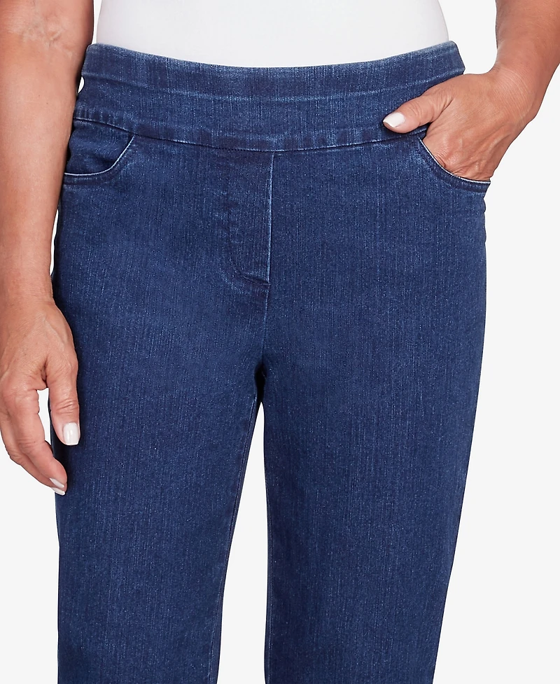 Alfred Dunner Women's Classic Denim Fringe Capri Pant