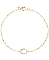 Cubic Zirconia Oval Charm Chain Bracelet (1/4 ct. t.w.) in 14k Gold over Sterling Silver