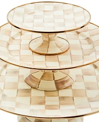 Mackenzie-Childs Mocha Check Large Pedestal Platter