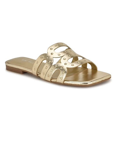 Nine West Women's Mckinna Square Toe Flat Sandals