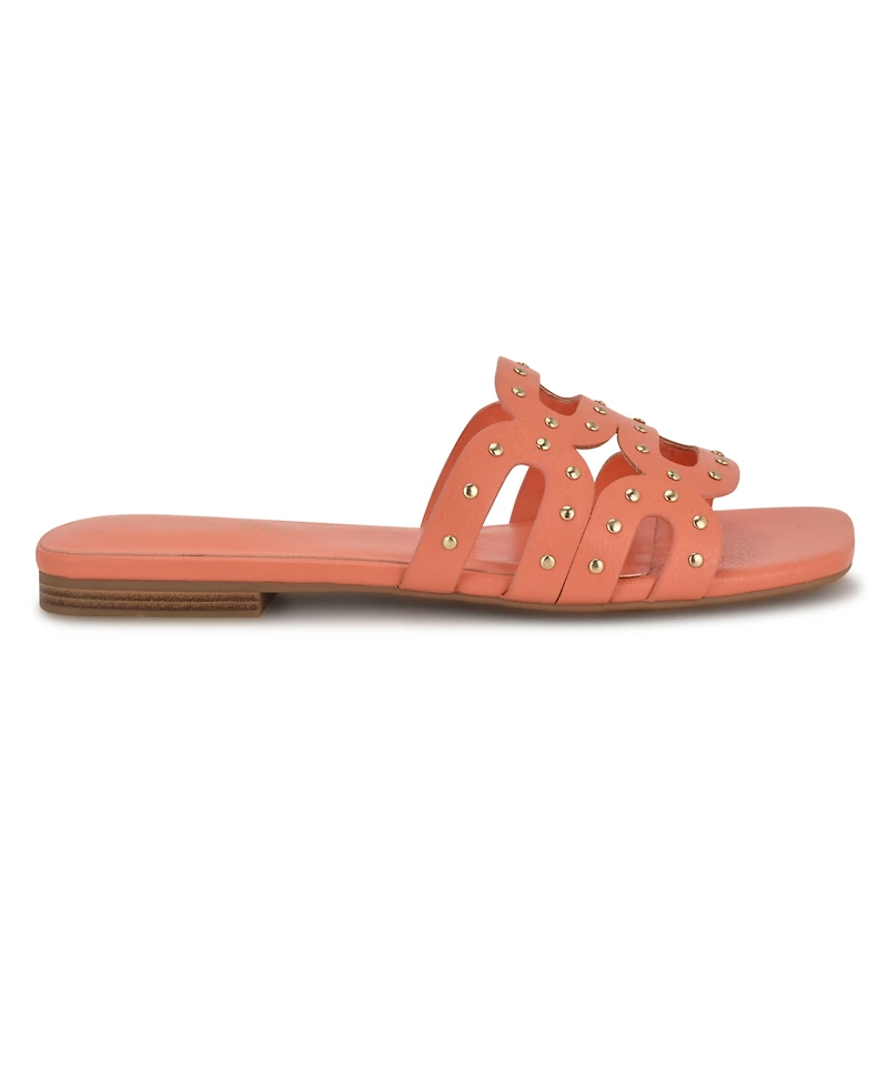 Nine West Women's Mckinna Square Toe Flat Sandals