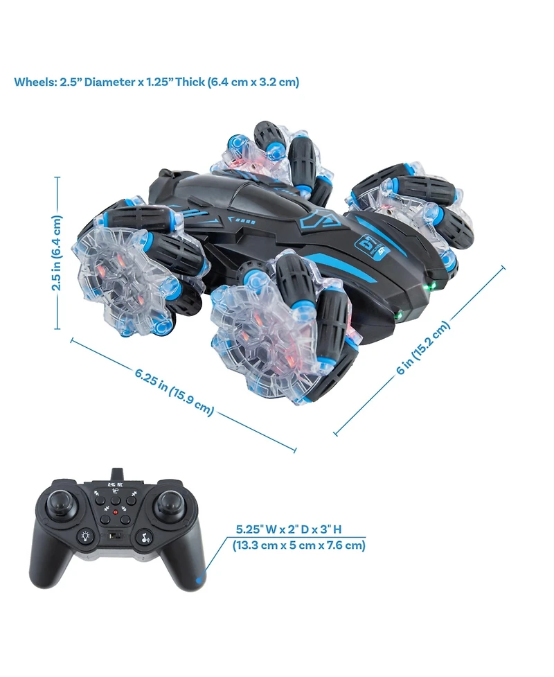 360-Degree Rotating Light-Up Remote Control Stunt Car - 1:24