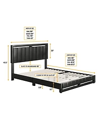 Boyd Sleep Belle Upholstered Platform Bed with Headboard, Mattress Foundation with Strong 14 Wood Slat Supports