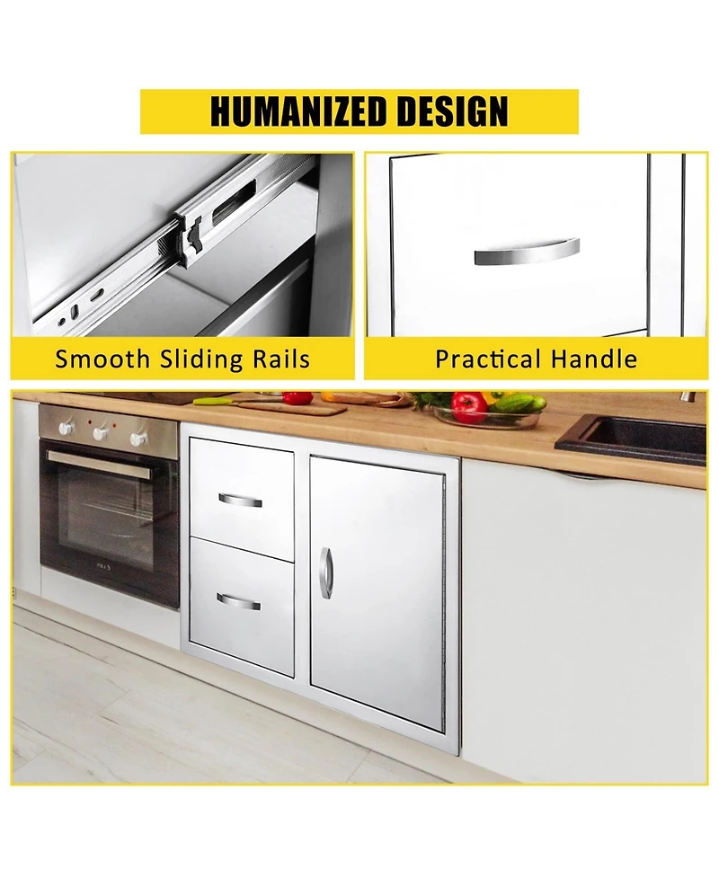 gaomon 33''W x 22''H x 22''D Outdoor Kitchen Drawer Combo with Paper Towel Rack, Bbq Access Door Drawers Combo with Stainless Steel, Perfect for Bbq G