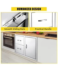 gaomon 33''W x 22''H x 22''D Outdoor Kitchen Drawer Combo with Paper Towel Rack, Bbq Access Door Drawers Combo with Stainless Steel, Perfect for Bbq G