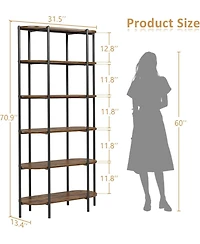 gaomon Bookshelf 6 Tier Tall Bookcase Industrial Bookshelves Oval Vintage Bookshelf