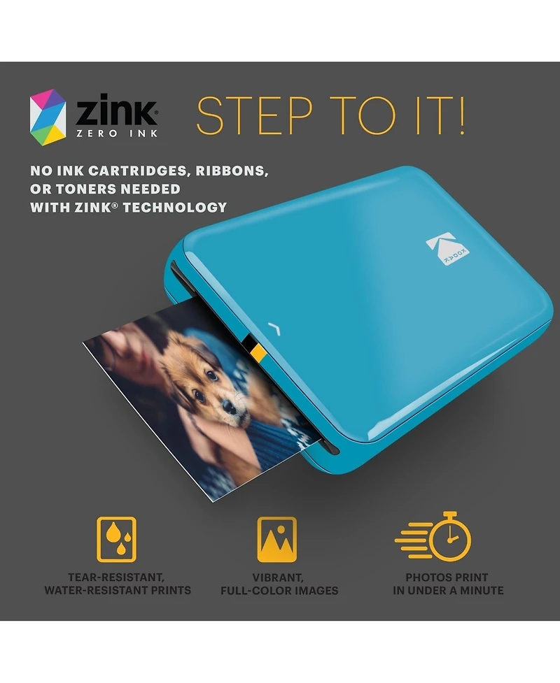 Kodak Step Mobile Instant Photo Printer 2x3" & Zink Photo Paper (75 Sheets) Bundle