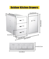 gaomon Outdoor Kitchen Drawer Combo 28''W x 20''H x 20''D, Bbq Access Door Drawers Combo with Stainless Steel, Outdoor Kitchen Trash Drawer for Bbq Gr