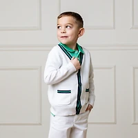 Hope & Henry Boys' Organic Long Sleeve Tipped Cardigan Sweater, Kids
