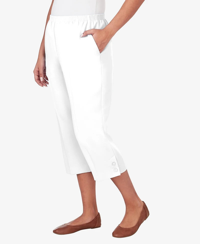 Alfred Dunner Petite Classics Button Hem Denim Capri Pants