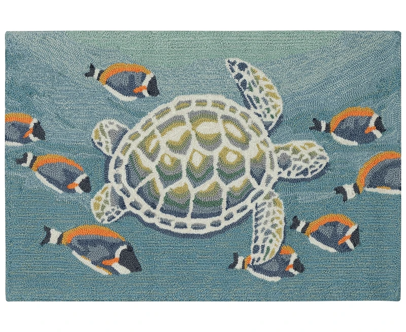 Liora Manne' Frontporch Turtle and Fish 1'8"x2'6" Area Rug
