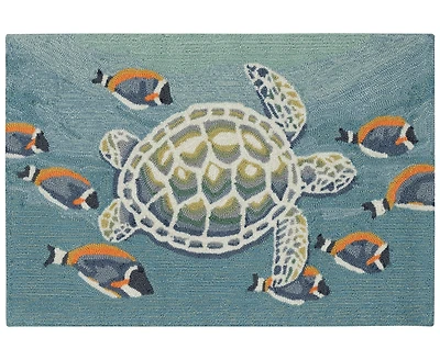 Liora Manne' Frontporch Turtle and Fish 1'8"x2'6" Area Rug