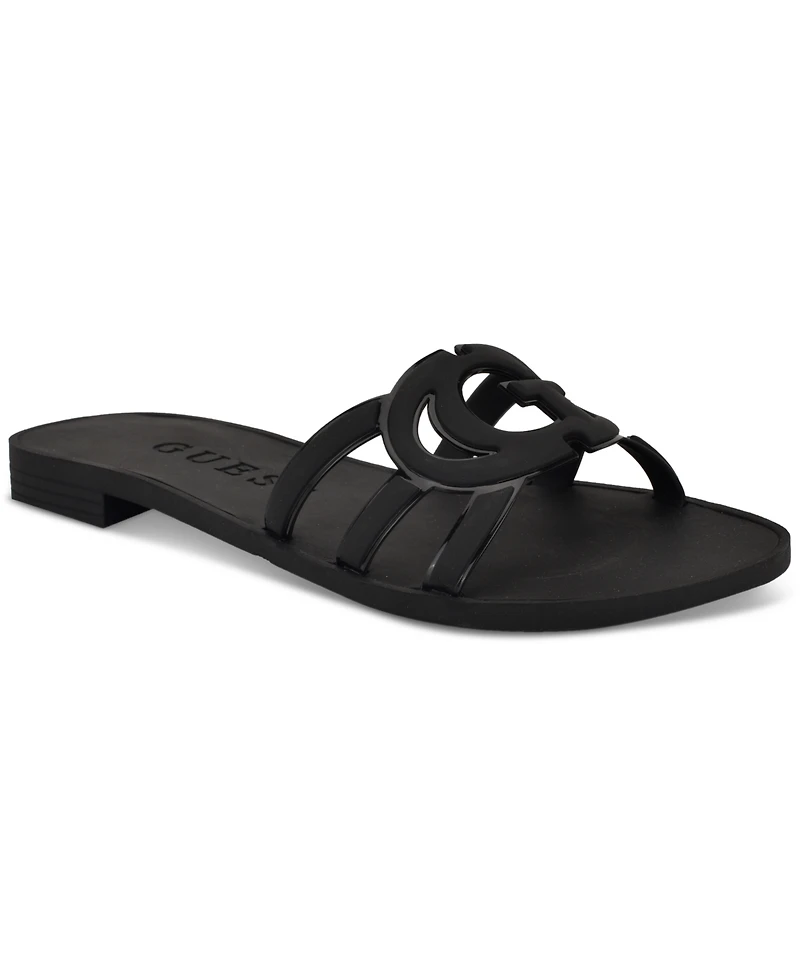 Guess Women's Elyho Logo Cutout Flat Jelly Sandals