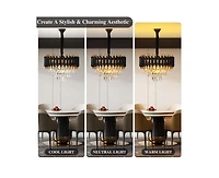 gaomon Modern Crystal Chandeliers 3 Tiers Black and Gold Pendant Light Fixtures