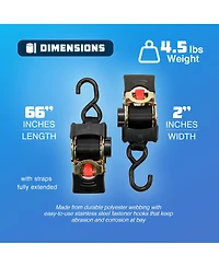 Camco 50030 Retractable Transom Tie Down Bolt On Straps, 2" x 5.5' (2 Straps)