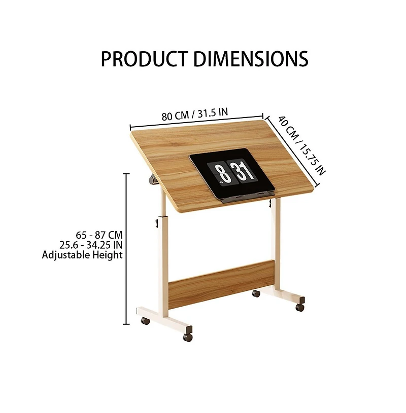 gaomon Small Standing Desk Adjustable Height, Mobile Stand Up Desk With Wheels, Portable Home Office Computer Workstations For Sitting And Standing, W