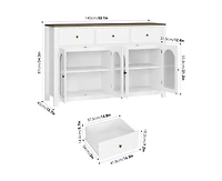 gaomon Buffet Cabinet with Storage, 55.1" Large Sideboard Buffet Cabinet, Farmhouse Kitchen Cabinet Display Cabinet with 3 Drawers and 4 Doors, Wood C