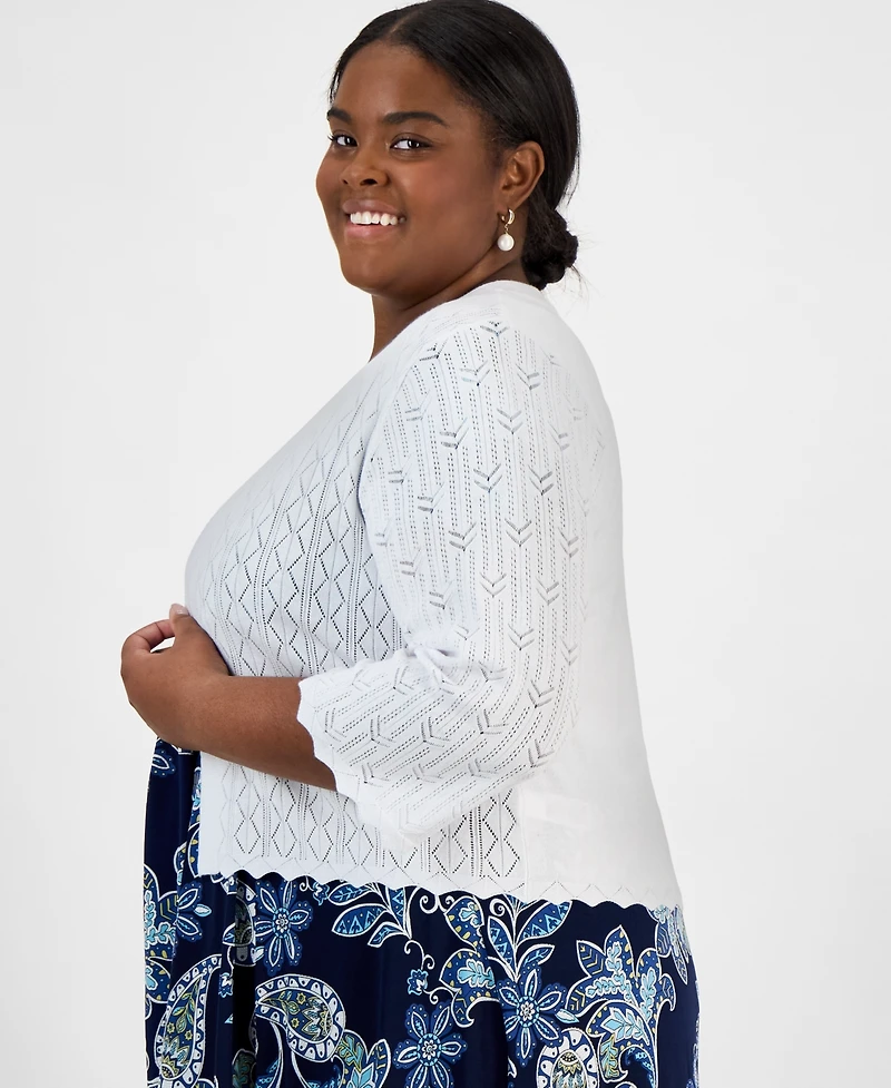 Robbie Bee Plus Half-Sleeve Sweater Shrug