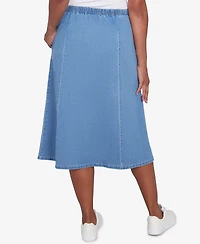 Alfred Dunner Women's Paneled Full Length Denim Skirt
