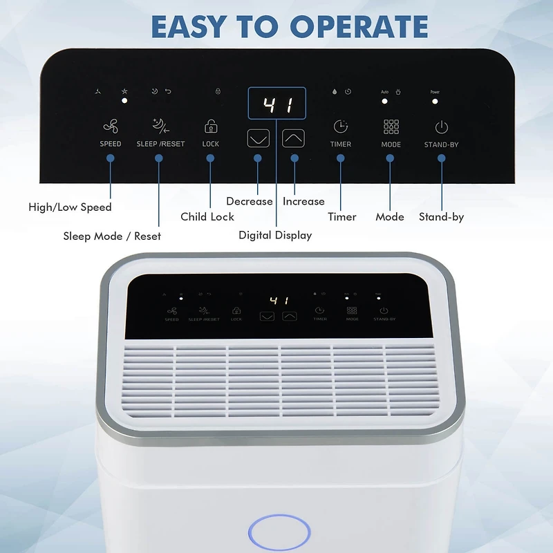 60-Pint Dehumidifier for Home & Basements 4000 Sq. Ft w/ 3-Color Digital Display