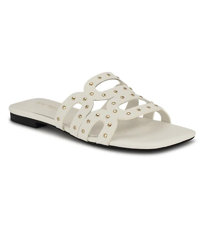 Nine West Women's Mckinna Square Toe Flat Sandals