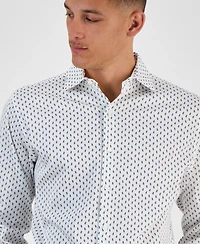Bar Iii Men's Bree Slim-Fit Stretch Leaf-Print Dress Shirt, Exclusively at Macy's