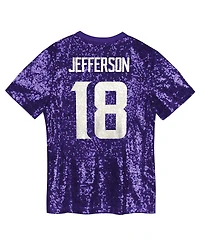 Outerstuff Women's Justin Jefferson Purple Minnesota Vikings Player Name Number V-Neck Fashion Jersey