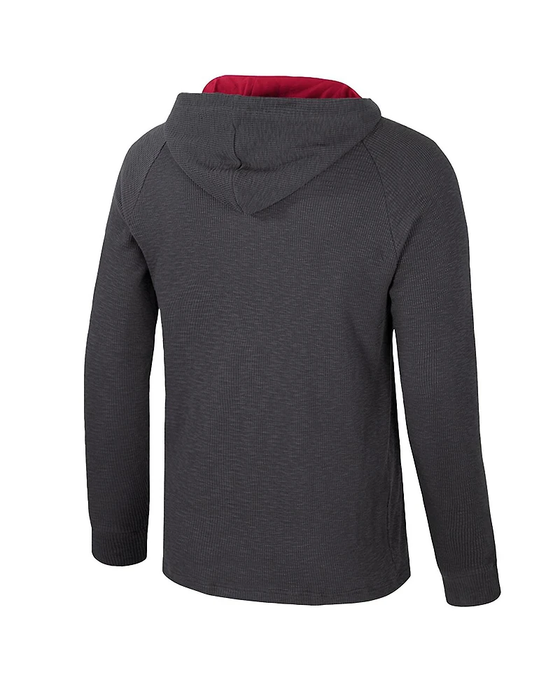 Colosseum Men's Charcoal Alabama Crimson Tide Dujour Raglan Long Sleeve Henley Hoodie T-Shirt