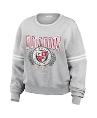 Wear by Erin Andrews Women's Heather Gray Georgia Bulldogs Classic Stripe Pullover Sweatshirt