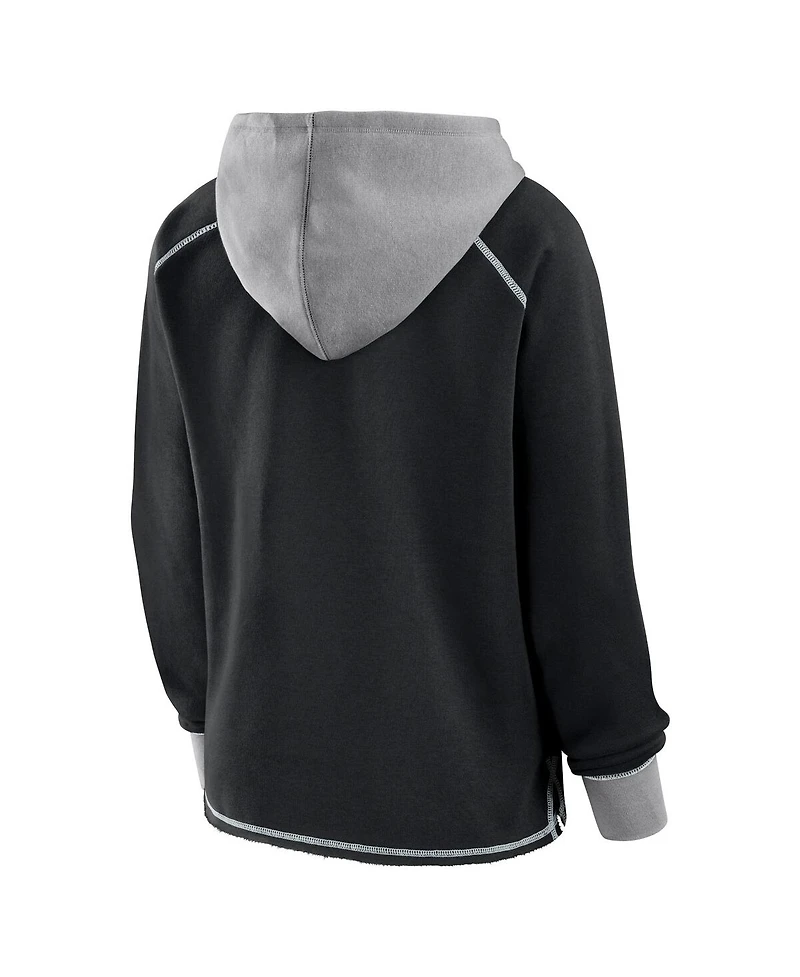 Logo Athletic Women's Black Las Vegas Raiders Boom Fleece Pullover V-Neck Hoodie